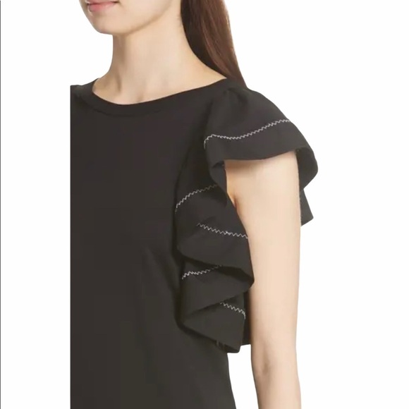 See by Chloe Cascading Ruffle Sleeve Dress SZ S Black - Picture 4 of 10